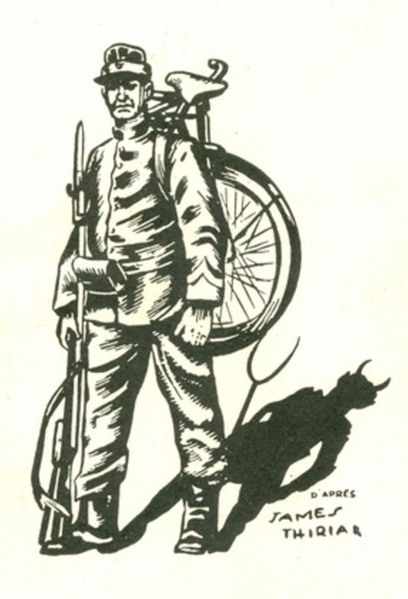 Pentekening van een Karabinier-Cyclist of 'zwarte duivel'.