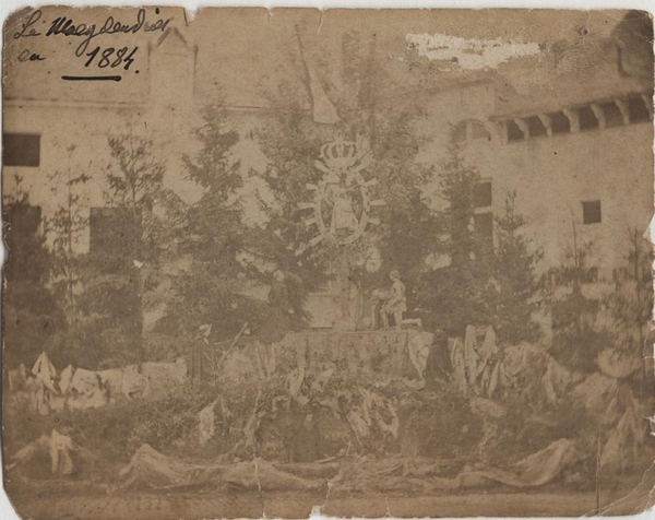 Foto uit 1884 van de Virga Jessefeesten in Hasselt.