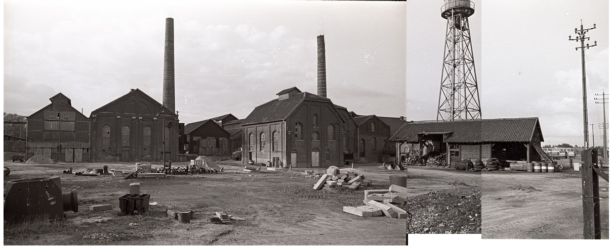 Panoramische foto van fabrieksgebouwen in Reppel.