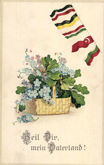 Feldpostkaart uit 1917 met de Duitse bloemensymboliek.