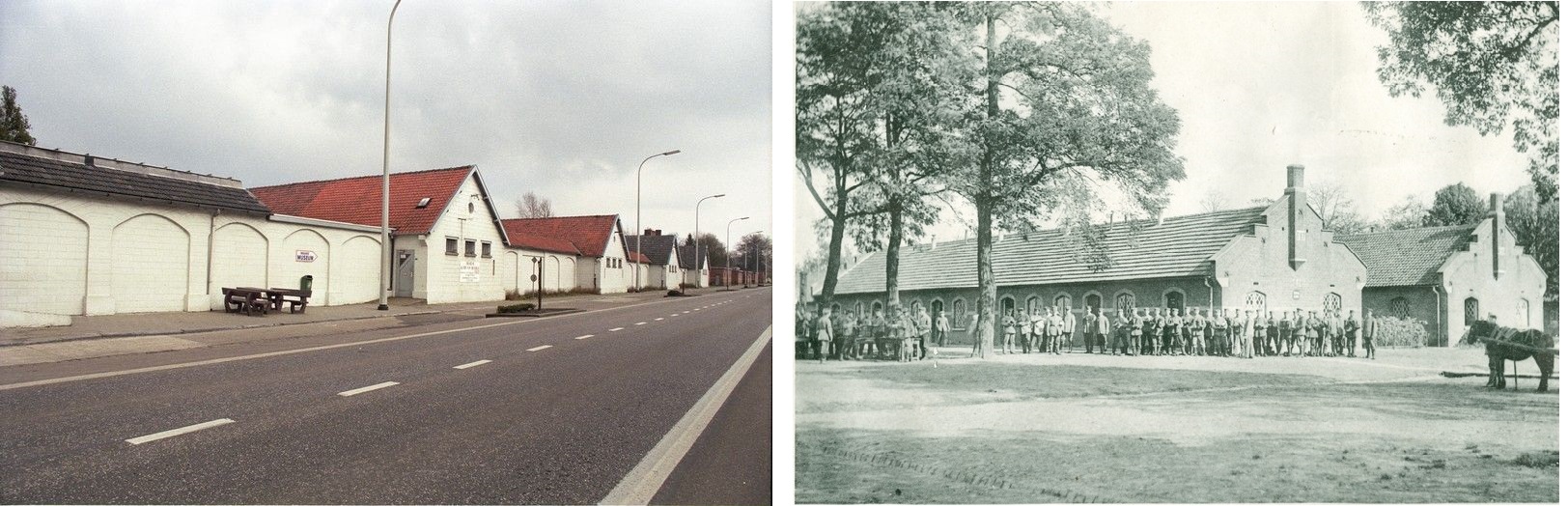 Het militaire kamp van Beverlo met archieffoto uit de Eerste Wereldoorlog.